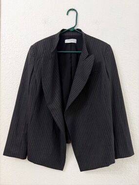MM Lafleur The Oliver Virgin Wool Pinstripe Charcoal Blazer - 12